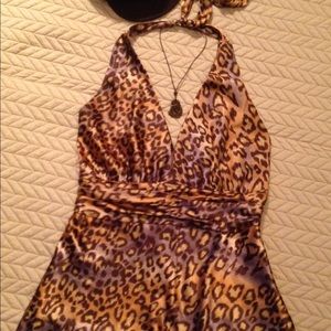 Bison Bisou animal print halter top